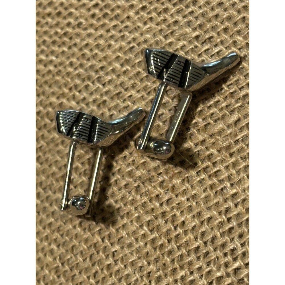 Vintage Hickok  Silvertone Golf Club Head Cufflinks Golfer Formal Wedding